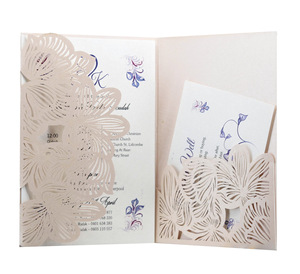 Tarjeta de felicitación hueca, invitación festiva de estilo europeo, invitación de boda azul, venta al por mayor de fábrica en stock - Product Image 3