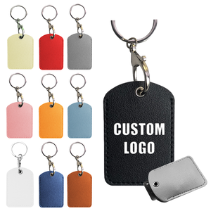 Customized LOGO Leather Rectangular Card Holder Keychain Business Advertising Gift Access Card Protective Cover