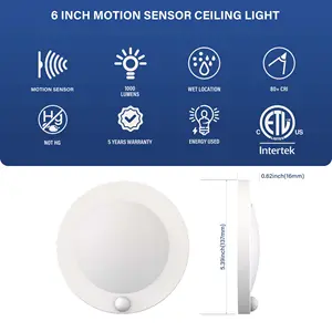 Lamps 6 Inch LED Ceiling Lights With Motion Sensor 15W 950LM Ultra Thin Flush Mount Lighting Fixtures 3000K Wired Lamps