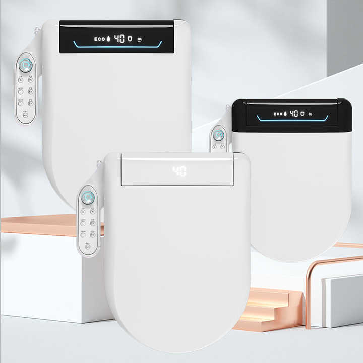 Bidet Toilet Seat, Heated Bidet - Electronic with Warm Water & Air Dryer, Remote Control, Night Light, Elongated for Standard Toilets (White