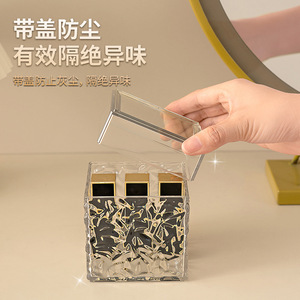 Transparent Desktop Storage Box With Lid Pet Material Dustproof <b>Makeup</b> Organizer For Sundries And Hair Accessories - Product Image 3