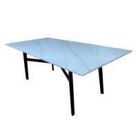 Meubles de salle à manger OEM dessus en marbre artificiel table à manger rectangulaire en pierre personnalisée