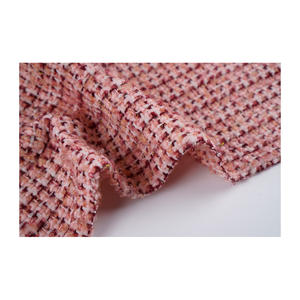 Tela Tweed de Primera Calidad Hecha en Corea, Color Rojo Oscuro-Rosa, Malla Metálica con Textura Elegante, Textil Tejido Personalizado OEM y ODM - Product Image 5