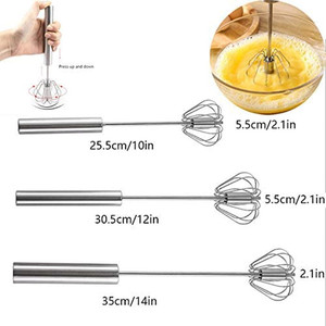 Semi <strong>Automatic</strong> 3pcs Stainless Steel Hand Push Rotary Egg Whisk Mixer <strong>Stirrer</strong> for Blending - Product Image 2