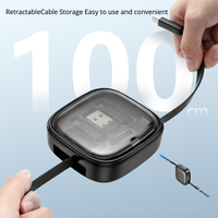 Boîte de rangement multifonctionnelle pour câbles rétractables 6-en-1 : adaptateur de charge, support de bureau et kit d'adaptateurs de voyage