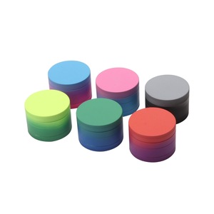 Cross border hot selling aluminum alloy tobacco grinder 63mm four layer <b>rubber</b> <b>paint</b> grinder gradient color series - Product Image 1