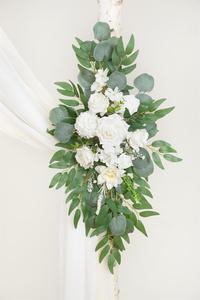 Set 4 pezzi Set di fiori con arco di nozze <span class=keywords><strong>artificiali</strong></span> 2 festoni floreali 2 drappeggi in tessuto per il ricevimento della cerimonia di san valentino - Product Image 3
