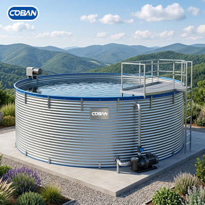 Réservoirs en tôle galvanisée avec revêtement en PVC pour l'eau de pluie, taille personnalisée, silo de stockage d'eau en acier pour l'agriculture, la foresterie, l'élevage et la pêche - Product Image 1