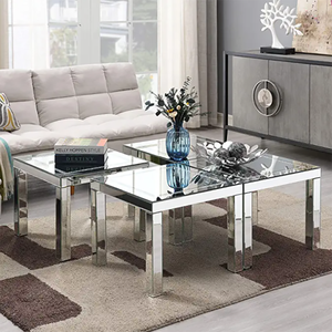 Bàn Cà Phê Tráng Gương Mặt Cuối Bàn Màu Vàng Có Điểm Nhấn Màu Bạc Bàn Phòng Ngủ Mini Từ Đồ Nội Thất Vxin Cho Phòng Khách - Product Image 2