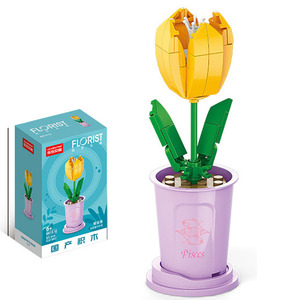 Lele Brother Kreative Bausteine Blumentopf-Set DIY Blumen-Bastelspielzeug für Heimdekoration Lernspielzeug - Product Image 5