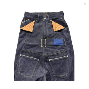 Wholesale Custom Japanese Selvedge Denim Jeans New Solid Pocket Design Straight Leg Men Streetwear Y2k Heavyweight High Denim - Product Image 2