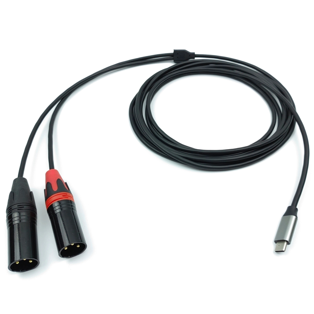 USB Type-C XLR Male Adapter Cable Thick Golden Plated Connectors Braided Jacket 4K Resolution for Computer Car Audio Microphone