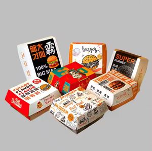Hot Selling Custom Uncoated Disposable Kraft <b>Paper</b> Burger Box Food Grade Cardboard Takeaway Hamburger Packaging - Product Image 1