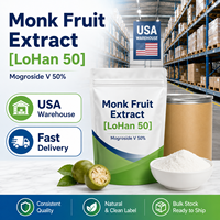 100% Natuurlijke Voedingsmiddelkwaliteit WMK Zoetstof Goede Oplosbaarheid Nul Calorieën Vochtregulerend Longmonkfruit Extract / Monkfruit 50% Mogroside