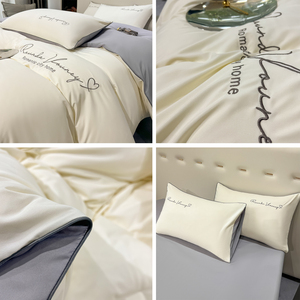 Set Sprei Bordir Hotel Modern Cetak Pabrik OEM ODM Selimut Tempat Tidur Warna Putih Solid MOQ Rendah - Product Image 3