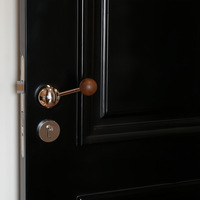 Poignée de porte magnétique silencieuse en alliage de zinc et noyer noir, style crème médiéval minimaliste, pour intérieur