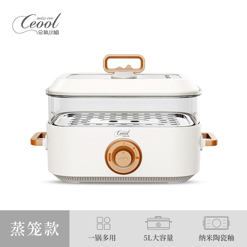 038 หม้อไฟฟ้า 5 ลิตร (พร้อมฝาปิดโปร่งใส 304 PC)