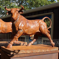 Esculturas de animales grandes para jardín al aire libre hechas a medida Estatuas de toro de hierro fundido de tamaño real a la venta