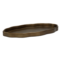 Plateau décoratif personnalisable en bois avec poignées métalliques pour table basse