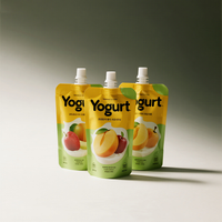 Pochettes Personnalisées de Qualité Alimentaire en Nylon de 100 ml pour Boissons, Yogourt, Jus de Fruits, Forme Unique, Sachet Stérilisable avec Bec Verseur