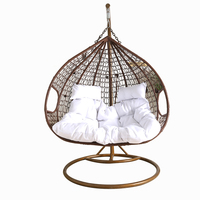 Mobilier d'extérieur de haute qualité en gros d'usine Balcon de jardin Suspendu Loisirs Patio Double Rotin Oeuf Balançoire Chaise avec support