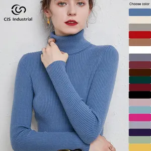 Turtleneck Sweater Women clothes Wholesale Custom Logo Ladies Pullover Sweater Long Sleeve Knitwear Girl Knitted Sweater Unisex