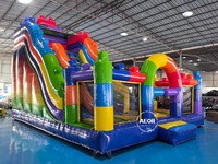 Maison gonflable combinée de rebond avec toboggan Funcity à vendre Château plein d'entrain personnalisé en PVC de haute qualité
