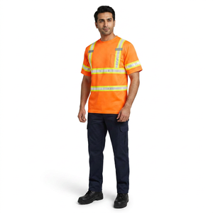 Wholesale Fluorescent Safety Reflective Hi Vis <b>Working</b> <b>Shirts</b> T-<b>Shirt</b> Cotton <b>Men</b> Quick Dry Reflective T <b>Shirt</b> - Product Image 1