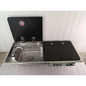 Estufa de Gas de Doble Quemador GR-904LD con Fregadero Integrado, Dos Cubiertas Separadas de Vidrio Templado, Accesorios Interiores de Acero Inoxidable para Autocaravanas/Yates - Product Image 3