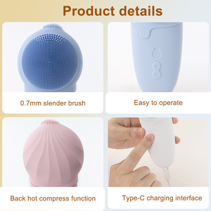 <span class=keywords><strong>Brosse</strong></span> <span class=keywords><strong>nettoyante</strong></span> faciale en silicone à succès, étanche IPX7, 5 modes de vitesse, outil de soin de la peau, compresse chaude, extracteur de points noirs du nez - Product Image 2