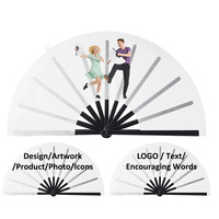 Éventail pliable personnalisé en bambou, grand format, avec logo imprimé par sublimation, pour fêtes, mariages, décoration, respectueux de l'environnement