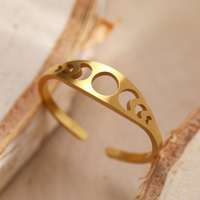 Bague soleil lune creuse en acier inoxydable, style couple, design personnalisé, vente en gros, bijoux simples, très demandée