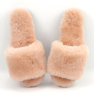 Open Toe delle donne Accogliente Casa Sandali Morbido Piatto Indoor Outdoor Nero Fuzzy Fluffy Pelliccia di pelle di Pecora Pelliccia di Diapositive - Product Image 6