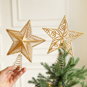 Wholesale High Quality Plastic Christmas Tree Toppers Vintage Hollow-Out Star Decorations UV Spiral Spring Base Eco-Friendly - Product Image 4