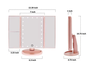 Bán buôn Hot Ba trifold gương Máy tính để bàn đứng có thể gập lại du lịch Vanity xách tay LED gương trang điểm với LED ánh sáng - Product Image 2