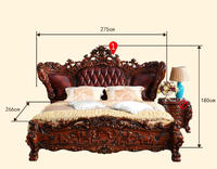 Lit double de luxe en bois massif de chêne, sculpté, avec revêtement en cuir, style européen et américain, grand lit de chambre à coucher pour villa et maison