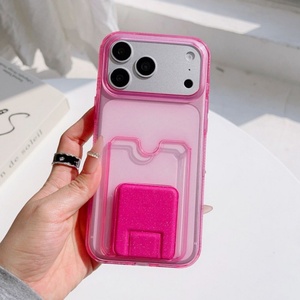 เคสโทรศัพท์แบบใสพร้อมช่องใส่บัตรและกระเป๋าใส่การ์ดแบบพับได้ ประดับกลิตเตอร์แฟชั่น สำหรับ iPhone 17 Air 13 Pro Max จากโรงงาน - Product Image 6