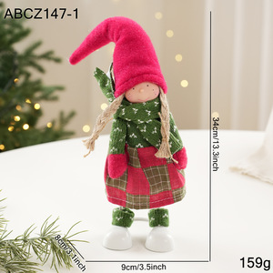 LingKai Girl Figurine Standing Red and Green Creative Gnome Red-Hat Christmas Elf Ornaments - Product Image 6