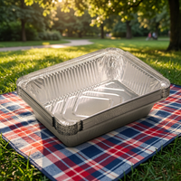 Barquette jetable rectangulaire en aluminium inoxydable, compatible four et grill, pour préparation de repas et cuisson au barbecue