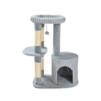 Arbre à chat en peluche OEM avec griffoir en sisal, arbre à chat moderne gris