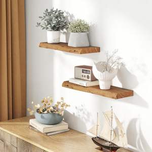 <span class=keywords><strong>Étagère</strong></span>s flottantes à bord naturel de 24 pouces, lot de 2, <span class=keywords><strong>étagère</strong></span> murale en bois d'orme massif rustique avec support invisible - Product Image 6