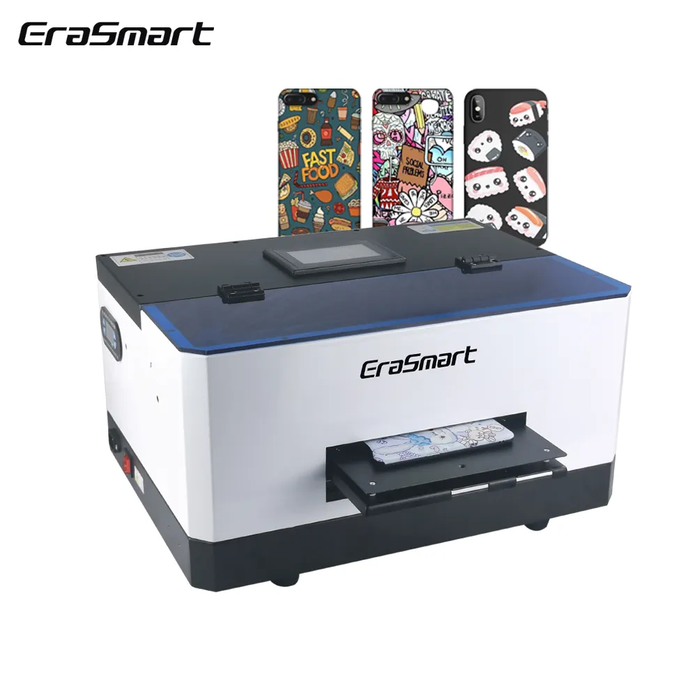 EraSmart มินิขนาดเคสโทรศัพท์ LED แบบแท่น A5 เครื่องพิมพ์ Uv สําหรับฝาครอบมือถือ PVC TPU