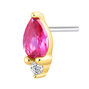 Piercing storie 14K oro massiccio taglio pera CZ Top Piercing gioielli Piercing - Product Image 5