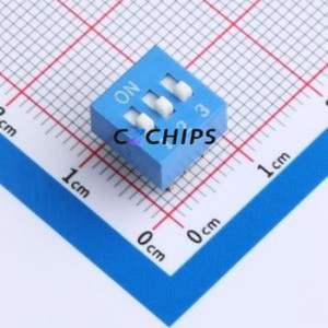 HX 2.54-3P CJPB-L DIP Switch Through hole Component (THT) Switch Flat Toggle, Raised Type Single Pole Single Throw 3 PC Pin - Product Image 1