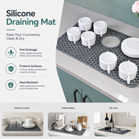 Nouveau Tapis de Protection Carré en Silicone Imperméable Isolant Nid d'Abeille Style Chinois pour Évier de Cuisine Domestique Multi-Usage Léger