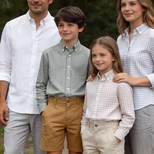 Chemises décontractées à manches longues à carreaux en coton de bambou pour garçons, coupe classique, boutonnées, avec service OEM - Product Image 1