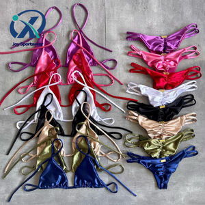 2026 Nieuwe Luxe Zwempak Dames Micro Thong <span class=keywords><strong>Bikini</strong></span> Set Op Maat Gemaakt Zwemkleding <span class=keywords><strong>Hot</strong></span> Sale Satijnen <span class=keywords><strong>Bikini</strong></span> met Metalen Logo - Product Image 1