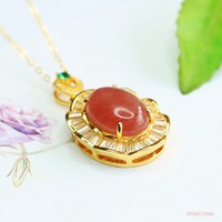 Pendentifs en quartz fraise naturel Aiyu en gros, colliers en pierres précieuses pour femmes, vente en direct en ligne