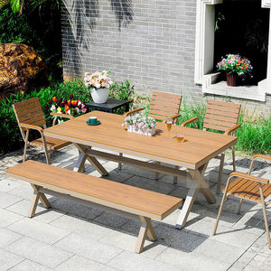 Modern Outdoor <b>Garden</b> Furniture Dining <b>Table</b> (Plastic/Wooden Patio <b>Table</b> and Chairs) - Product Image 4