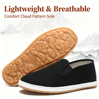 Chaussures en toile traditionnelles pour hommes, noires, flexibles, motif nuage, légères, décontractées, pour la marche quotidienne